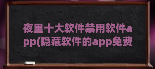 夜里十大软件禁用软件app(隐藏软件的app免费) 